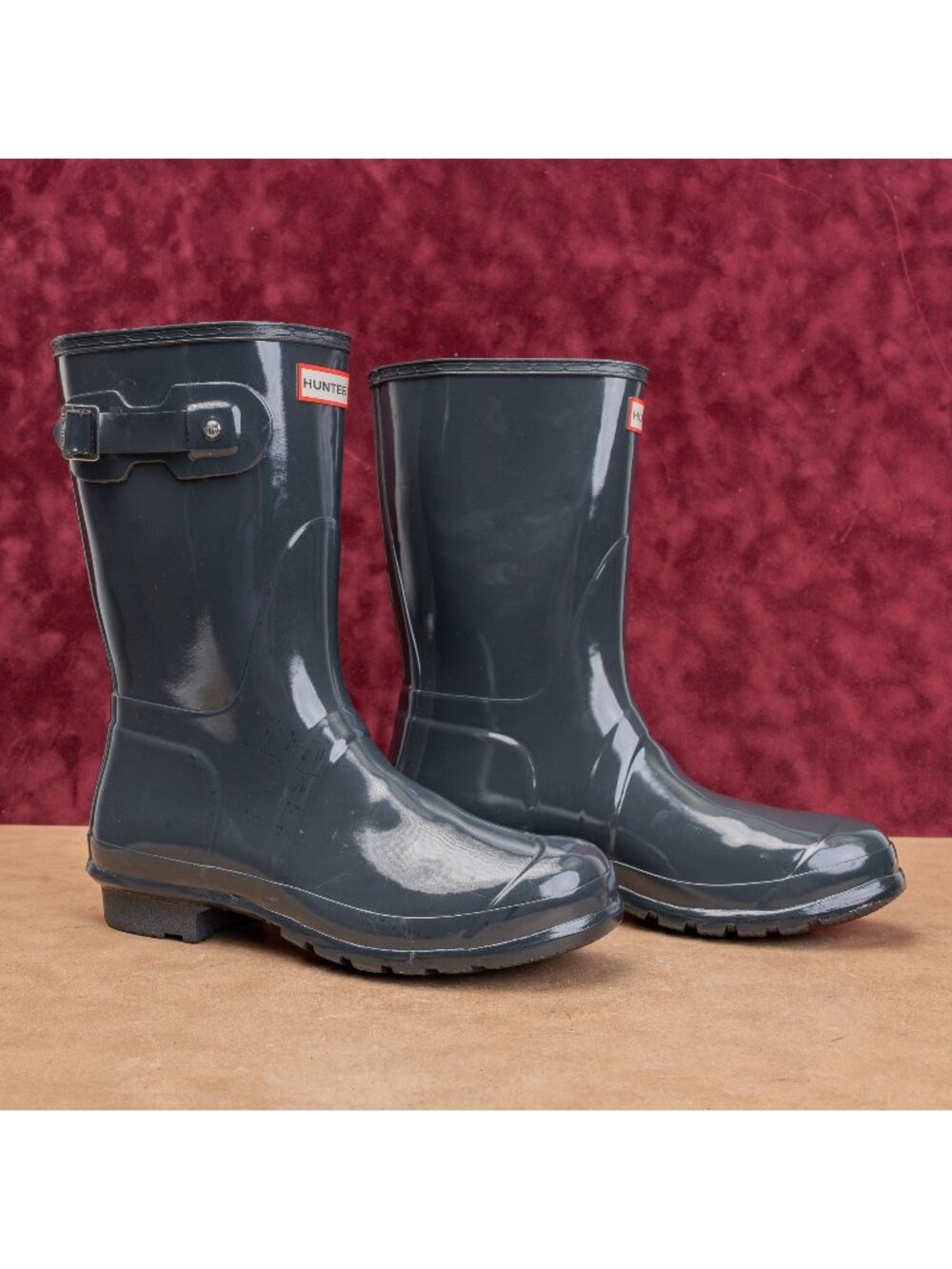 Hunter Women Original Short Graphite Wellie Rain Rubber Mid Boots sz 11